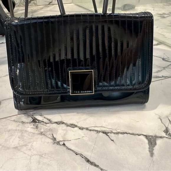Ted Baker |  Black Clutch with Ribbed Texture - Picture 1 of 9